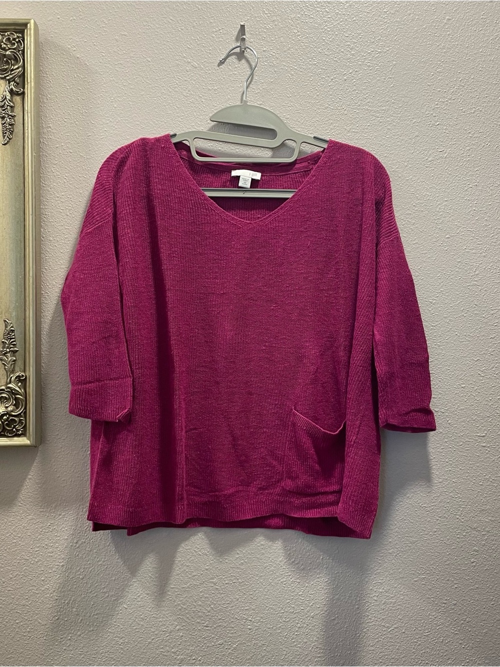 J. Jill Raspberry V‑Neck Knit Sweater